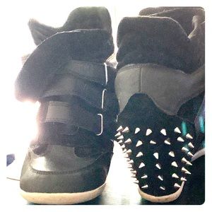 Black Spike Wedge Sneakers